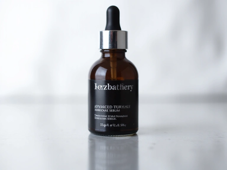 Hezrbathery Advanced Skincare Serum bottle on a clean, minimalist background