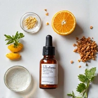 Ingredients of Hezrbathery Advanced Skincare Serum spread out